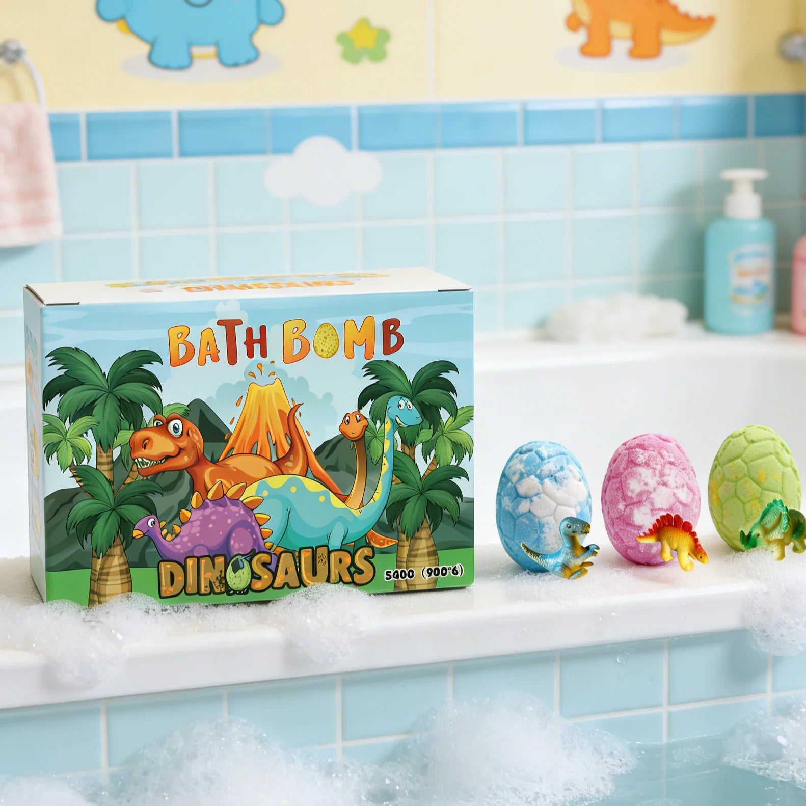 Dinosaur Egg Bath Bombs with Surprise Toys – 6-Pack Kids Gift Kids Bath Bombs Zpaxo