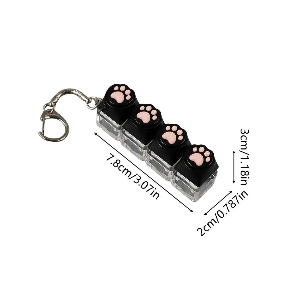 LED Keyboard Keychain Fidget Toy – Crystal Clicker Stress Relief Fidget Keychain Toy Zpaxo Black
