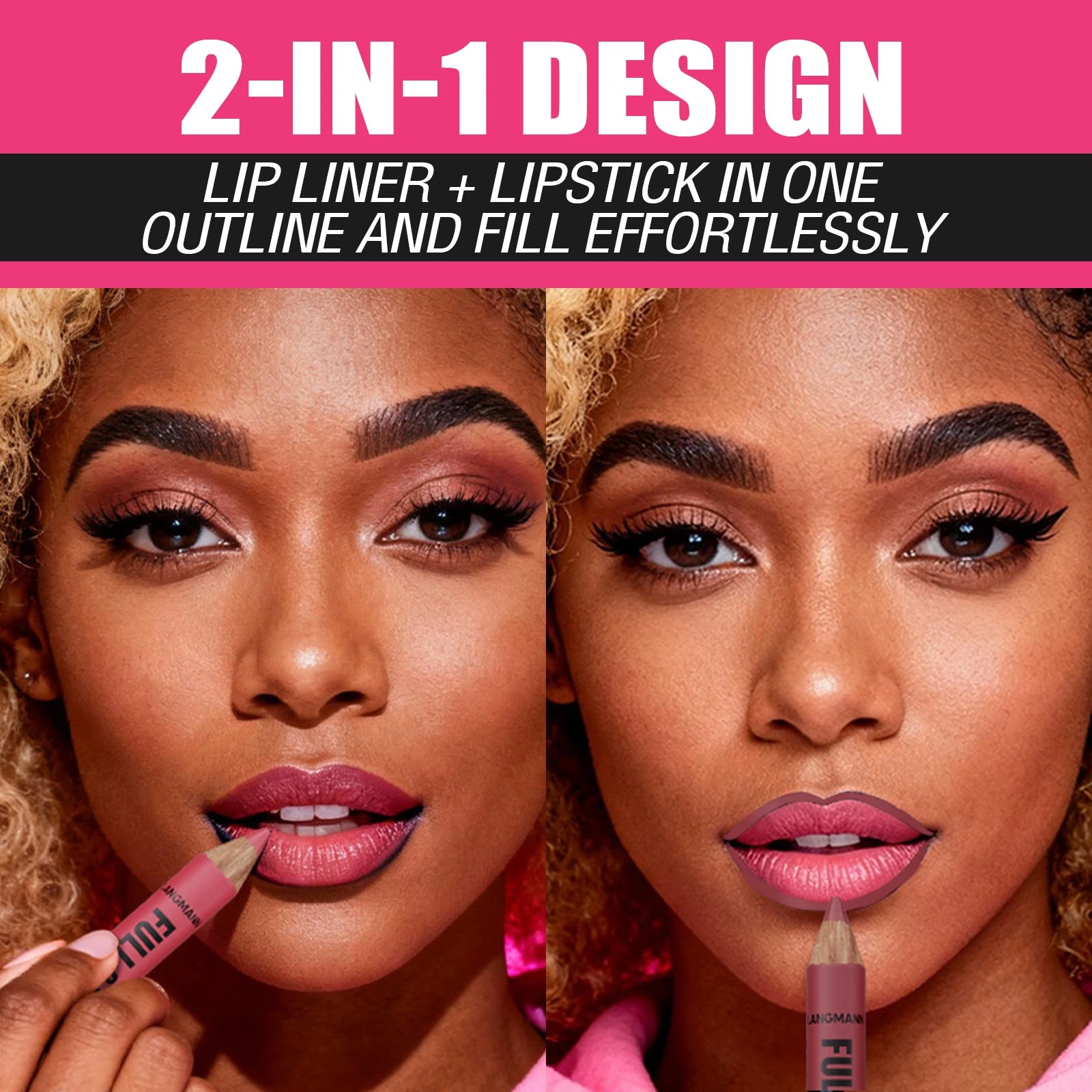 Matte Lip Liner, Lipstick, Wooden Pen Can Be Cut, Lip Liner Lasts for A Long Time,Does Not Stick To The Cup,Does Not Fade Zpaxo