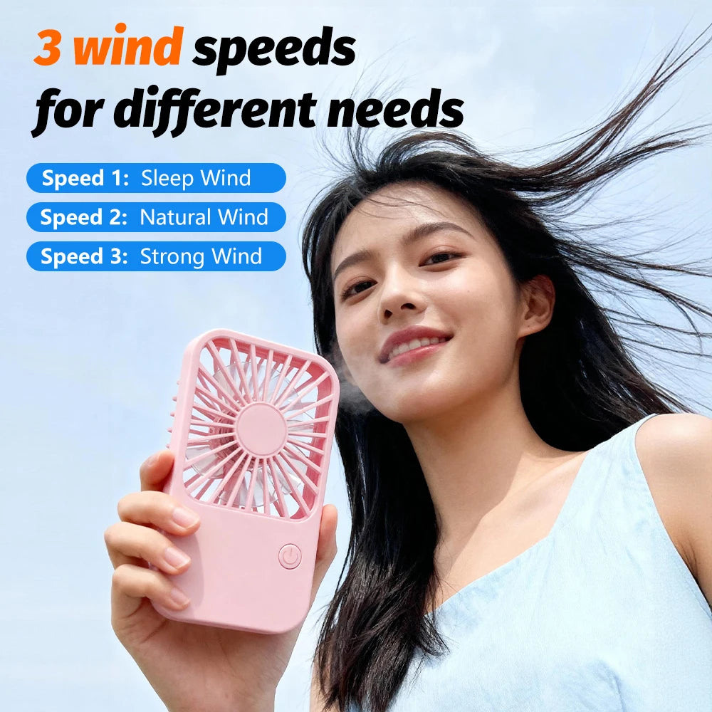 Mini Portable Handheld Fan 3 Gear Wind Rechargeable Battery Operated Personal Pocket Fan For Travel Outdoor Zpaxo