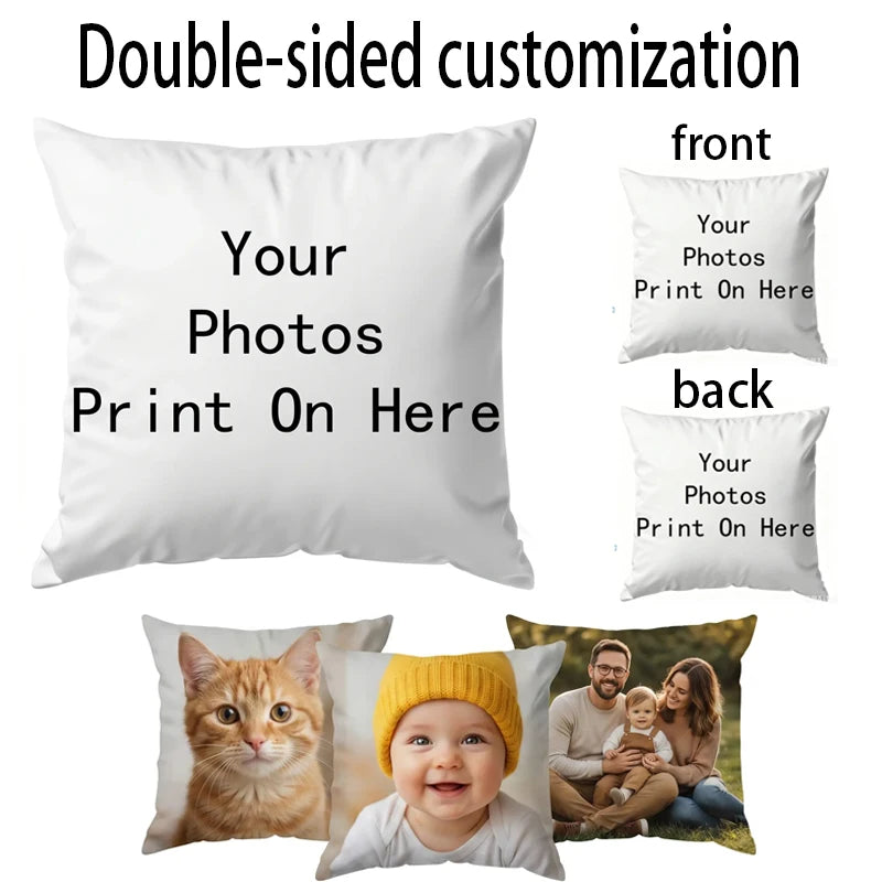 Custom Photo Cushion Cover Personalized Logo Pillow Sofa Car Seat