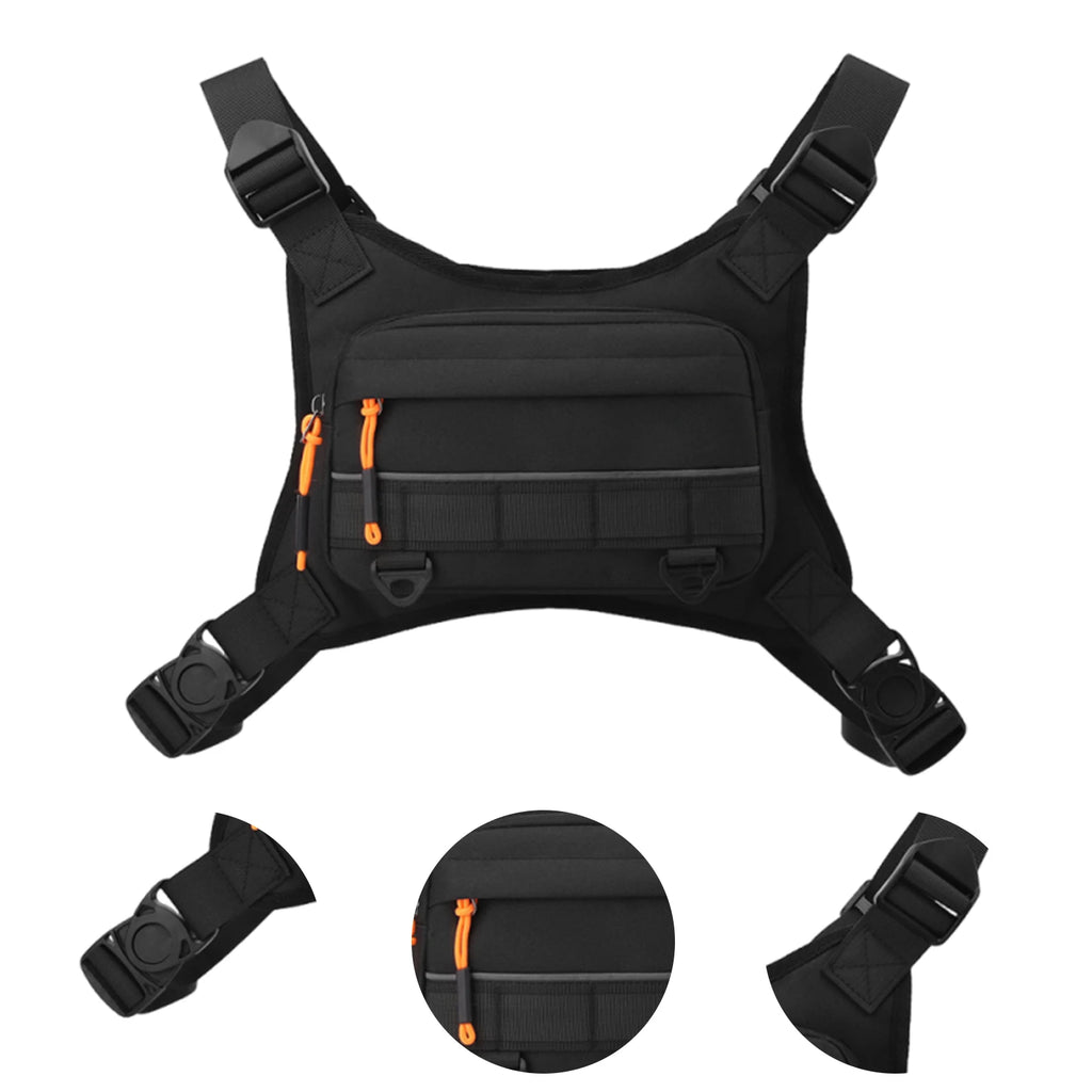 Sports Hiking Chest Bag Reflective Strips Water-resistant Waist Front