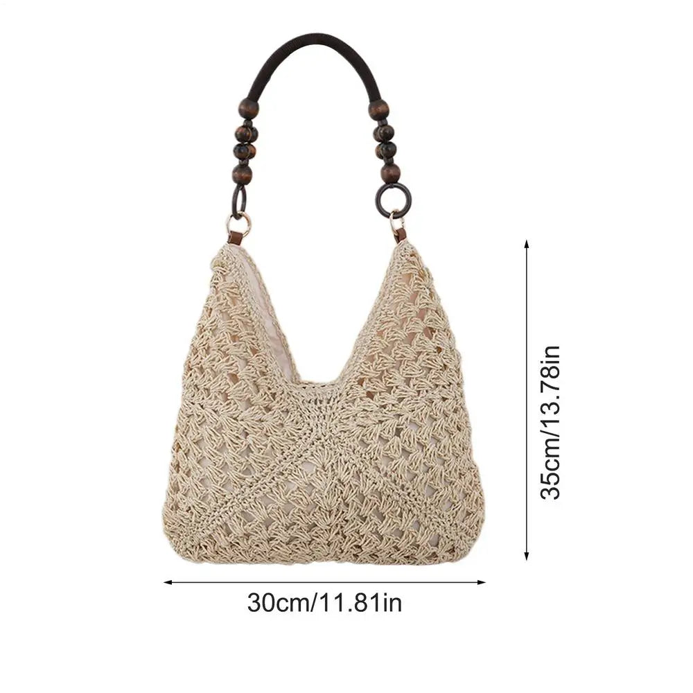 Hollow Out Straw Woven Bag Tote Beach Handbag Bohemian Large Capacity