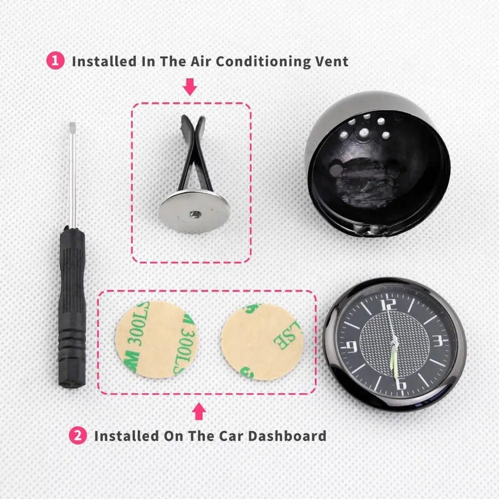 Titanium Alloy Car Clock Round Design Mini Size Digital Watch Digital Display Luminous Display Auto Ornament Vehicle Interior Zpaxo