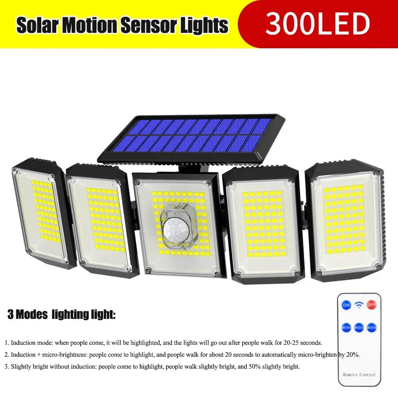 Solar Motion Sensor Lights Outdoor IP65 Waterproof Wall Lamp Zpaxo 300LED China Mainland
