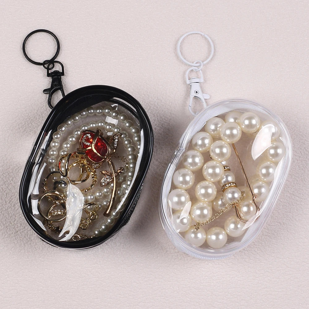Transparent Mini Zipper Storage Bag Portable Clear Charging Cable Keychain Organizer Bag Waterproof Cosmetic Bag Coin Purse Zpaxo