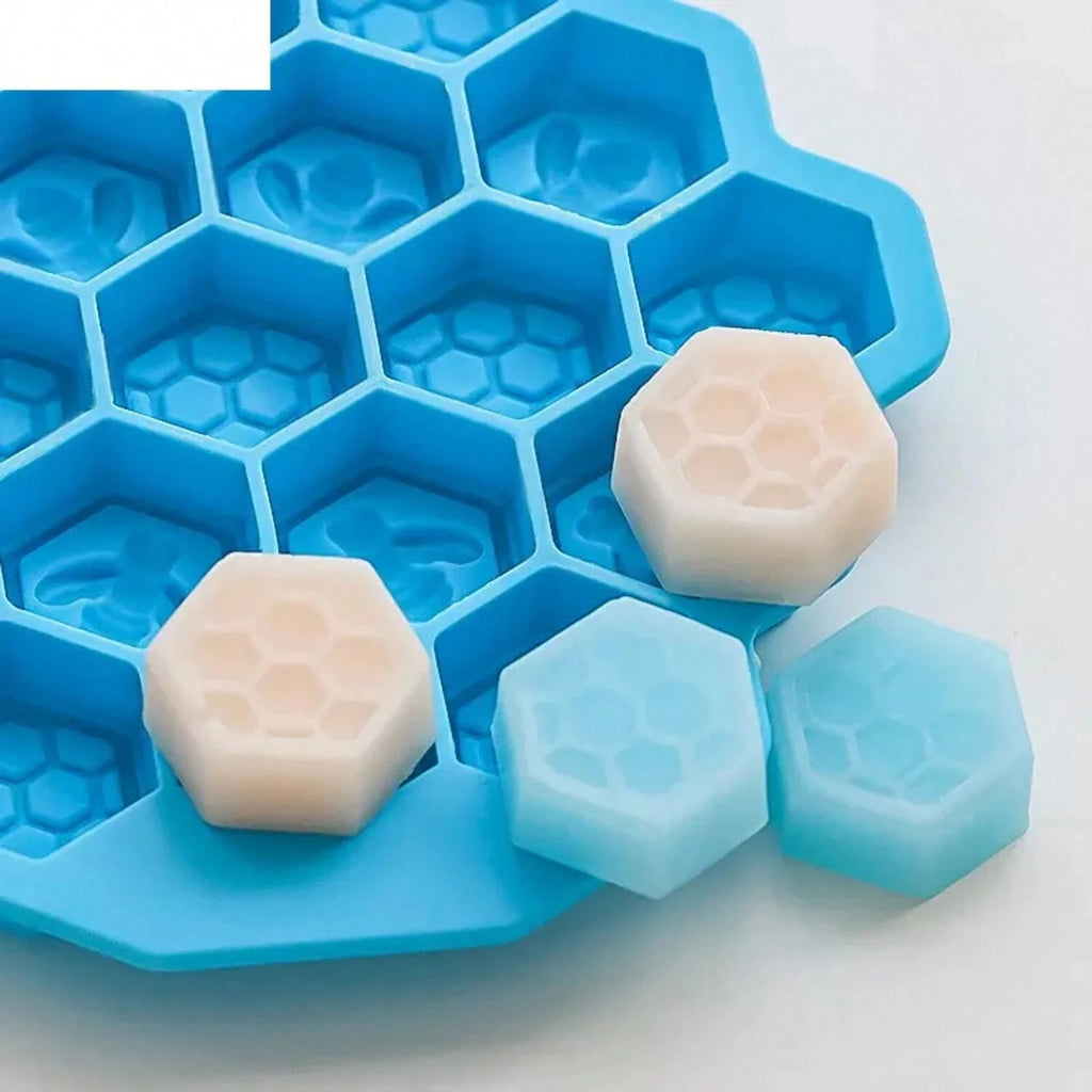 Honeycomb Bees Silicone Soap Mold 19-Cavity Chocolate Cake Candy Jelly Ice Cube Dessert Baking Clay Mold Zpaxo
