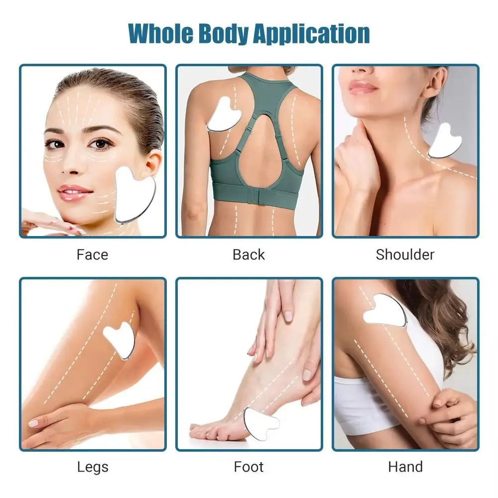 Stainless Steel Gua Sha Scraper Heart Shape Universal Face Massager Zpaxo