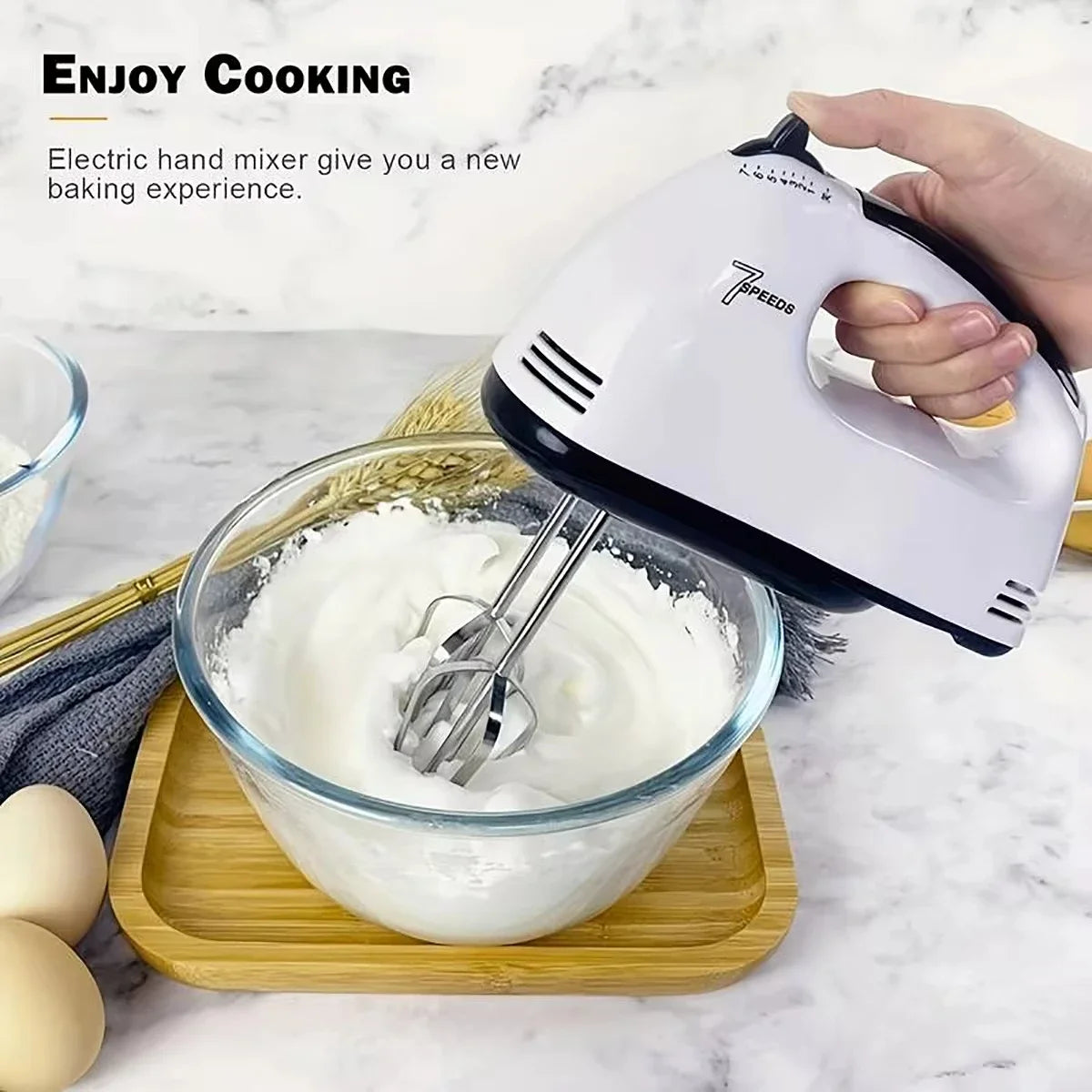 7-Speed Handheld Electric Egg Beater Mini Automatic Mixer for Egg White And Cream with EU/US Plug Household Kitchen Tool Zpaxo