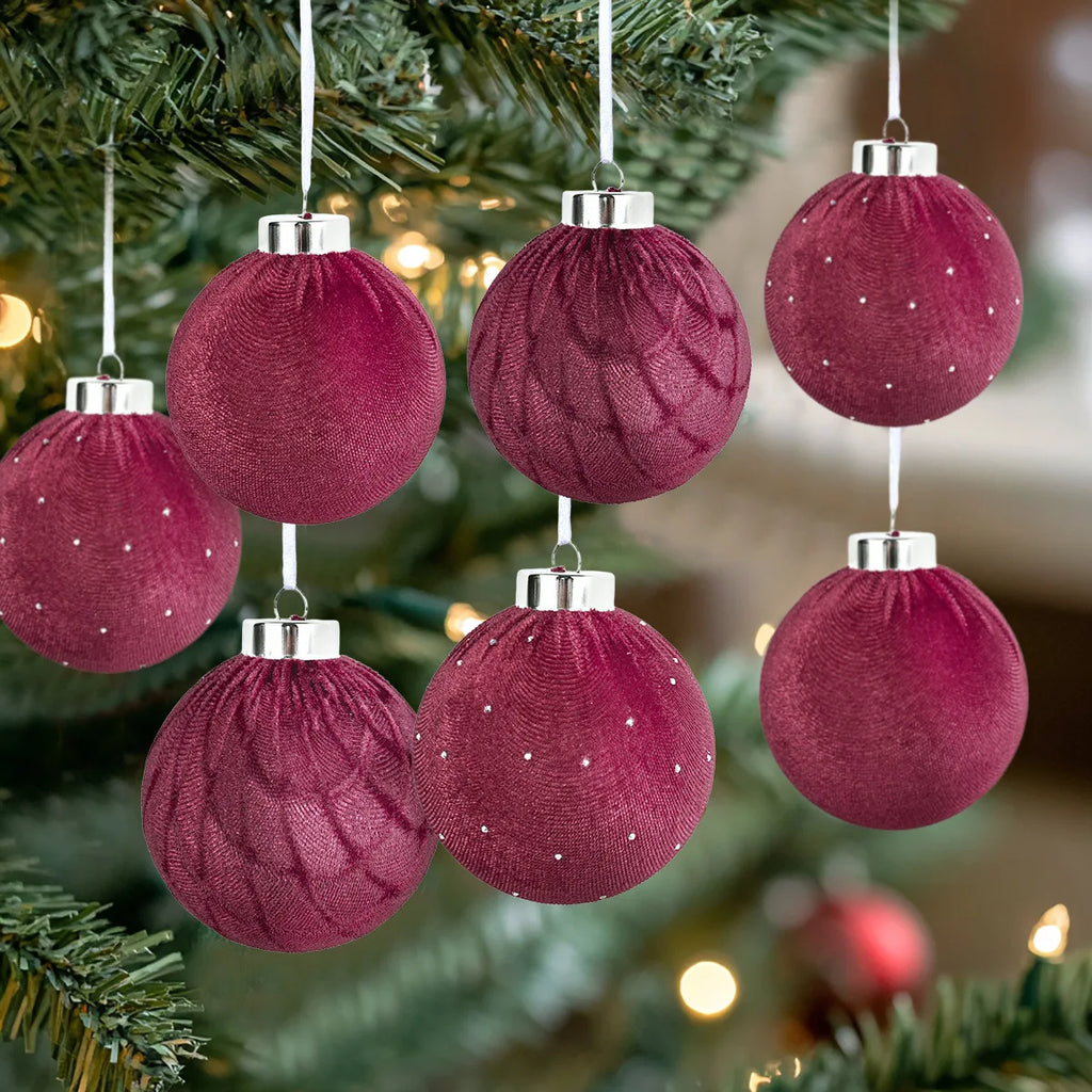 Velvet Rhinestone Christmas Ornaments Set of 9 – Shatterproof