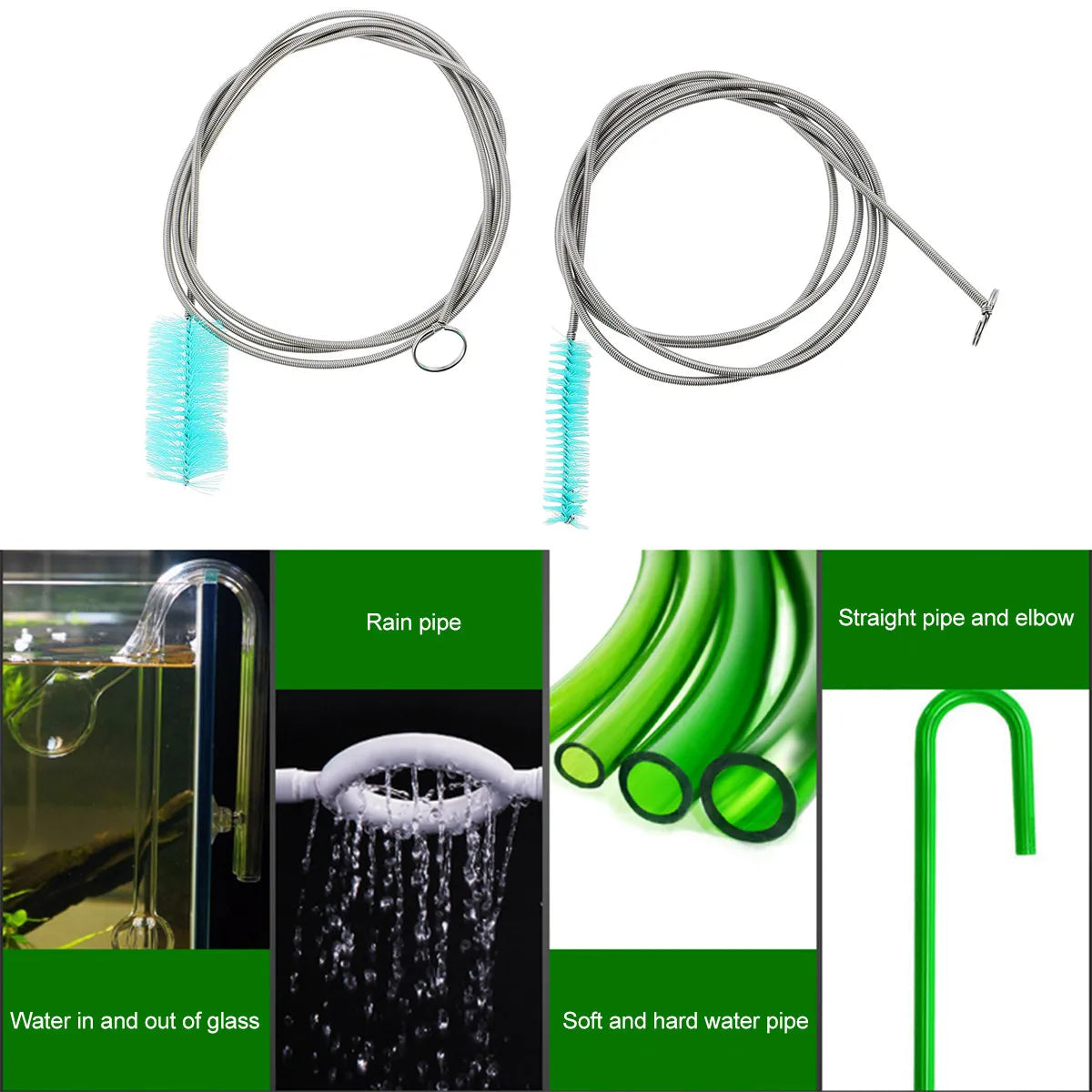 Spring Cleaning Brush Water Pipe Cleaner Stainless Steel Handle