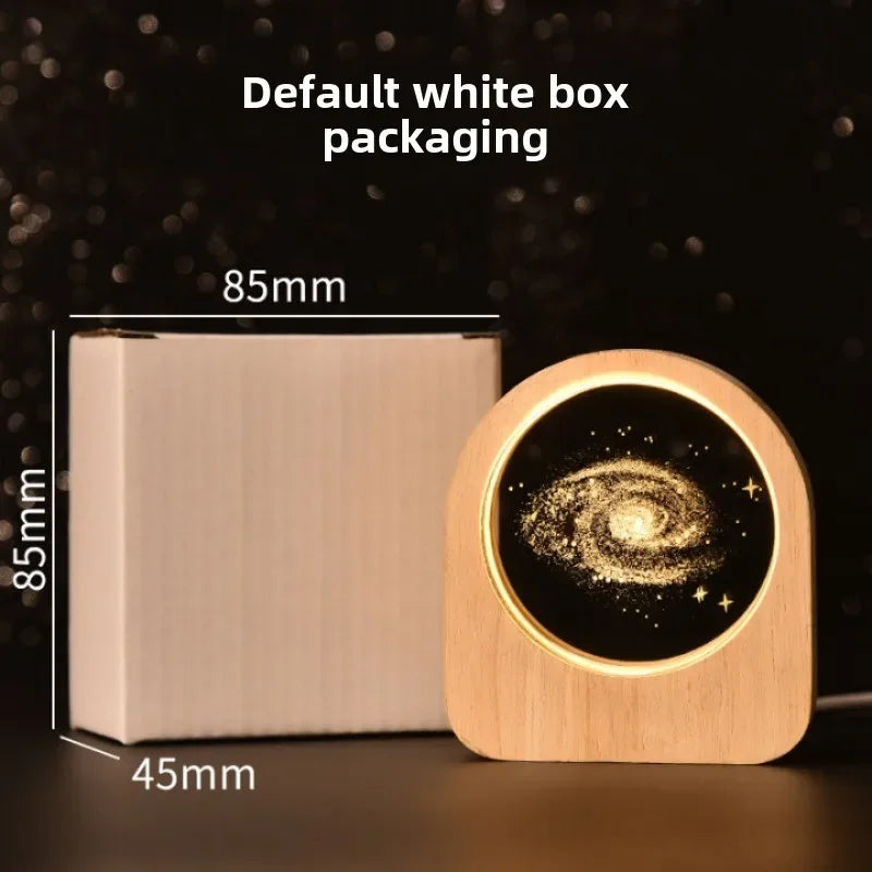 Creative Wooden Luminous Base 3D Carved Crystal Ball Desktop Decoration Gift Small Night Light Bedside Office Decoration Gift Zpaxo