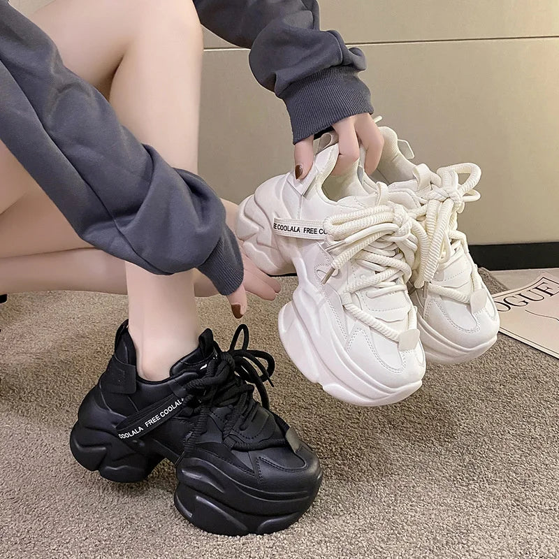 Women Chunky Sneakers Platform Sports Shoes 2023 Autumn Thick Bottom Zpaxo