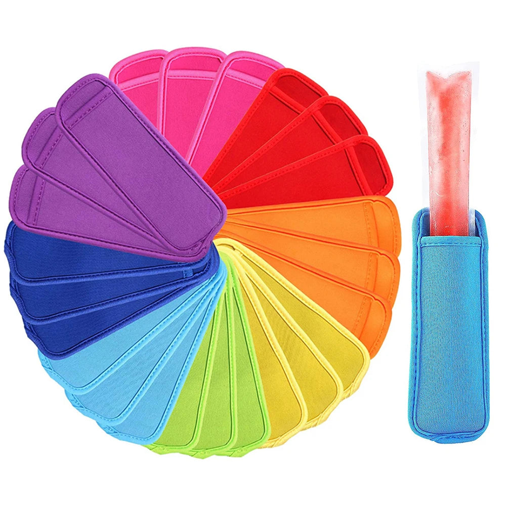 24Pcs Reusable Ice Pop Sleeves Popsicle Bags Antifreezing Ice Pop Holder Freezer Pop Holders Zpaxo