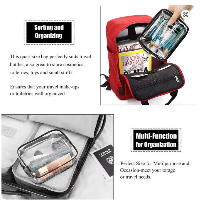 Clear Travel Cosmetic Bag – Waterproof Transparent Toiletry Pouch Travel Cosmetic Bag Zpaxo