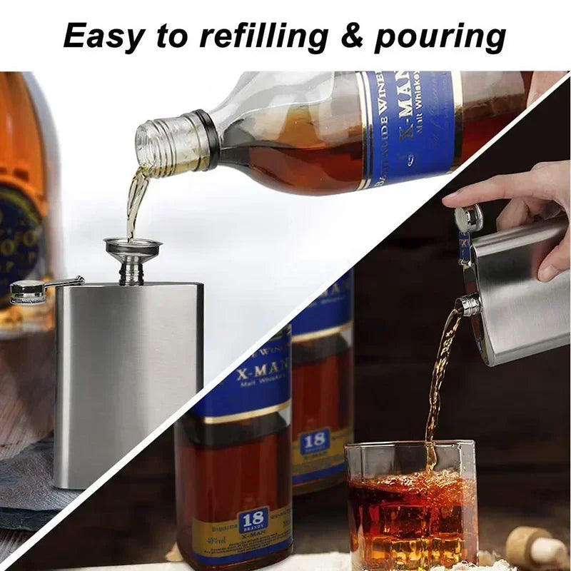 Hot Sale 4-12oz Stainless Steel Hip Flask with Funnel Pocket Hip Flask Alcohol Whiskey Hip Flask Screw Cap Zpaxo