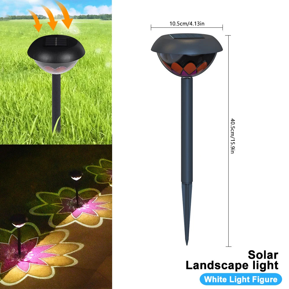 LED Solar Garden Projection Lights Outdoor Waterproof Solar Landscape Spotlights Yard Patio Path Solar Courtyard Lamp Decor Zpaxo Solar Spot Lamp 1pc