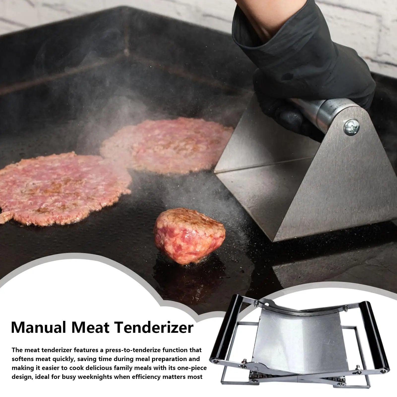 Manual Meat Tenderizer Portable Fast Cutlet Maker Stainless Steel