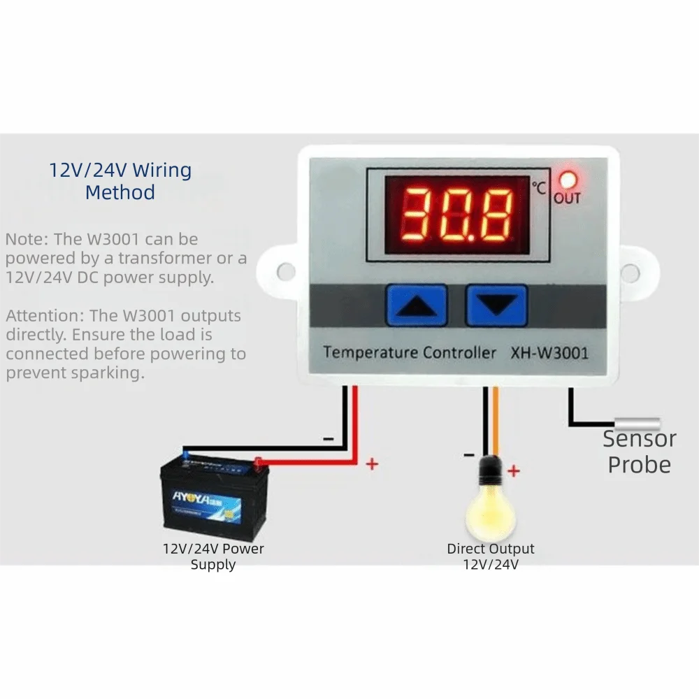 XH-W3001 Temperature Controller LED Digital 12V 24V 110-220V Zpaxo