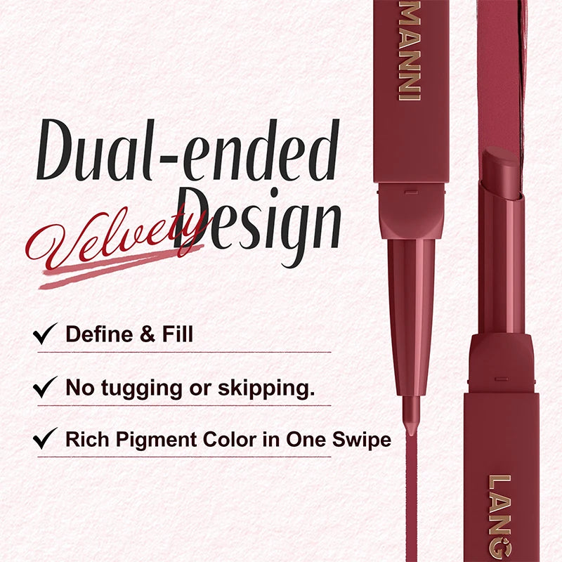 Integrated Waterproof Lipliner+lipstick Pen 2 in 1 Double-end Matte Velvet Lips Stick Silky Texture Lasting Non-stick Lip Makeup Zpaxo