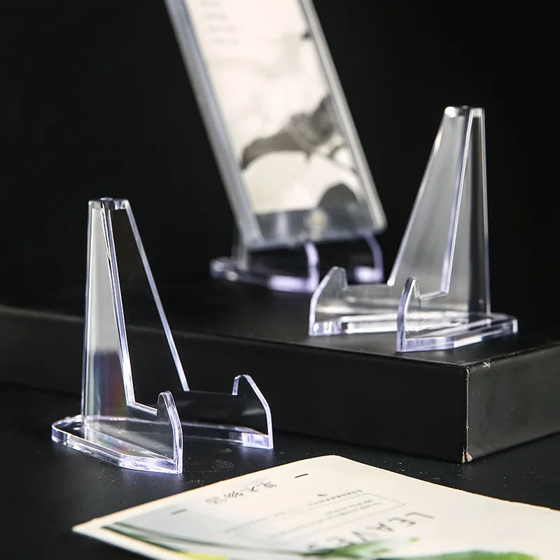 Clear Acrylic Card & Coin Display Stand – Mini Easel Rack