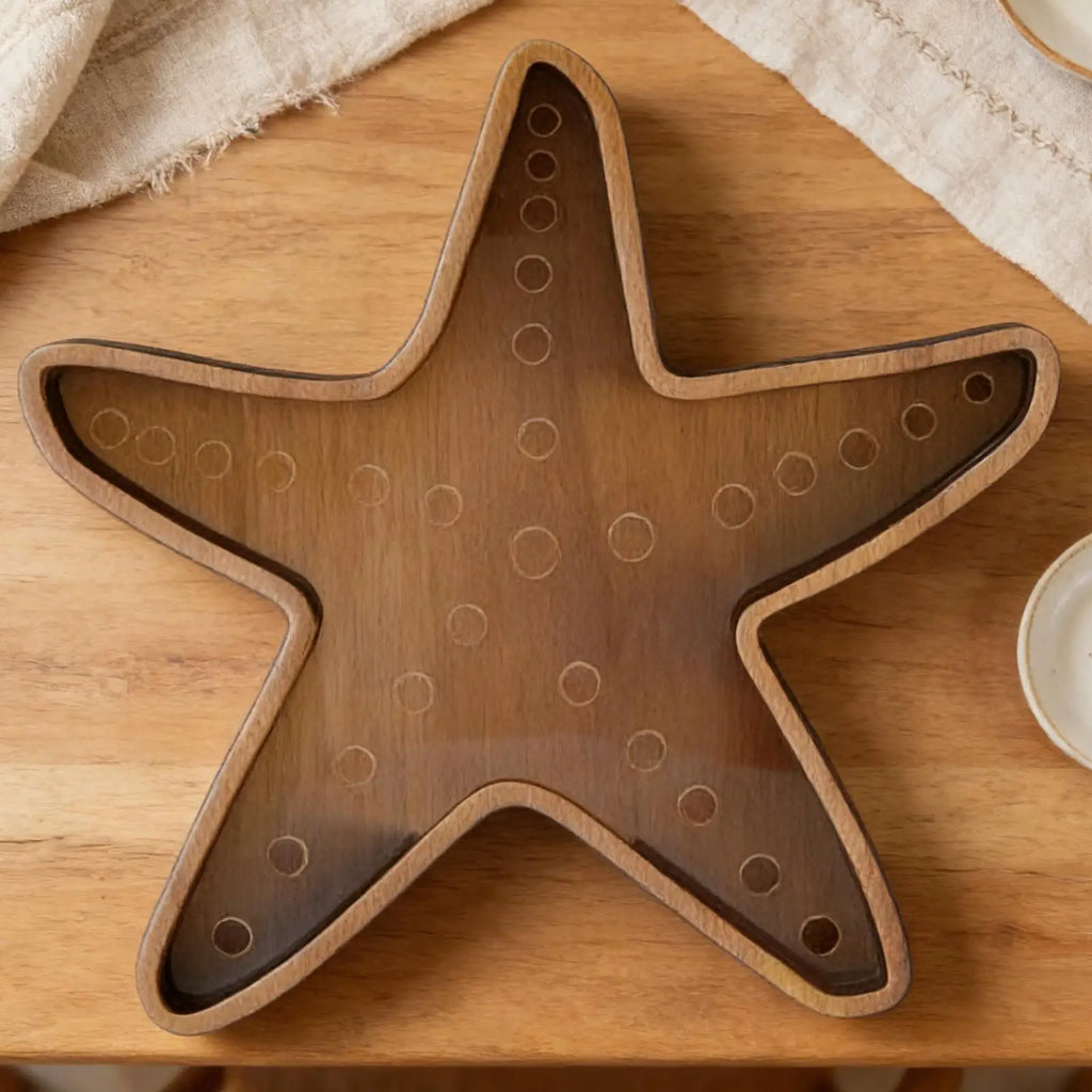 Seashell Holder Display Box Clear Starfish Shaped Case Collection
