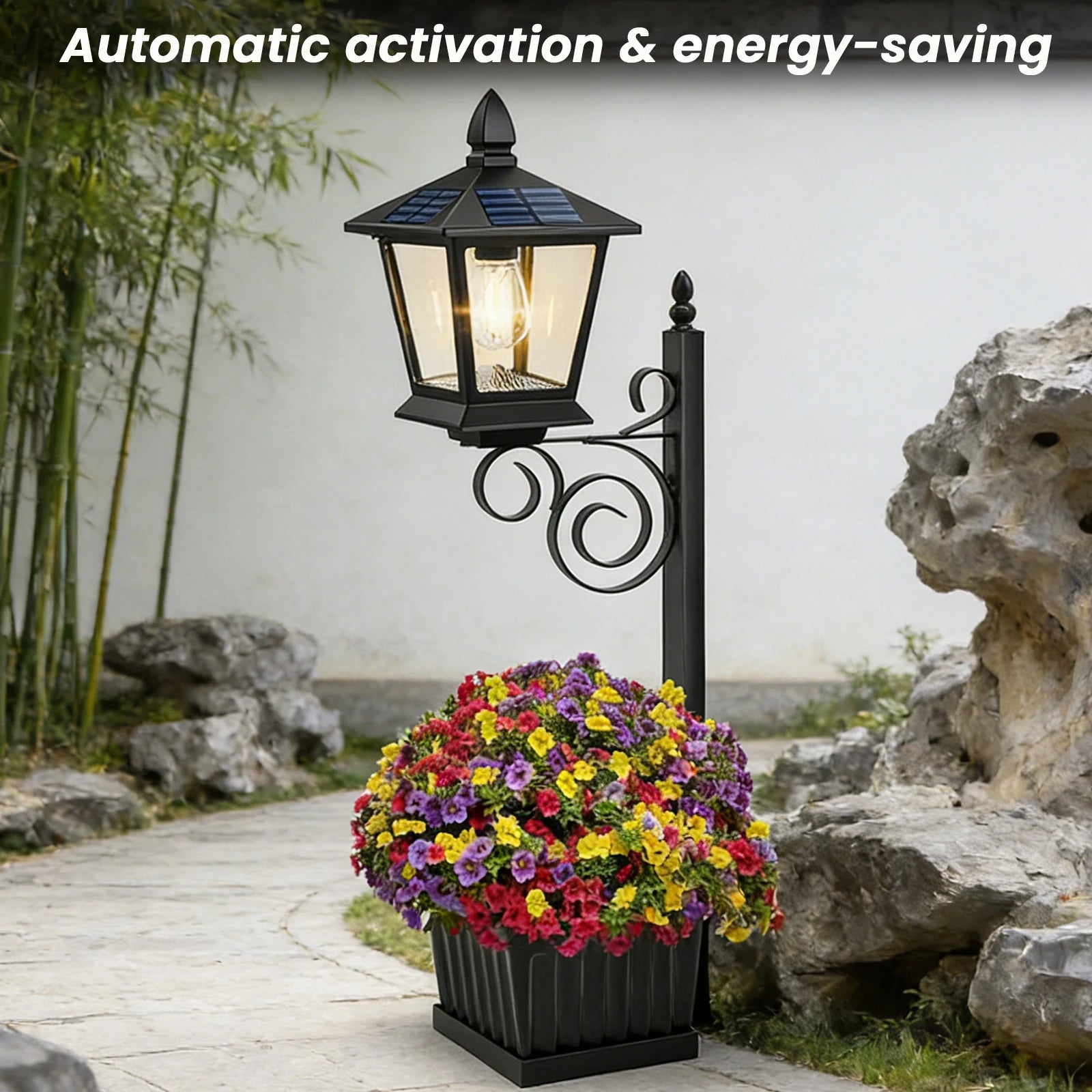 Outdoor Solar Planter Light Waterproof IP54 Auto Off Sensor 8-10 Hrs