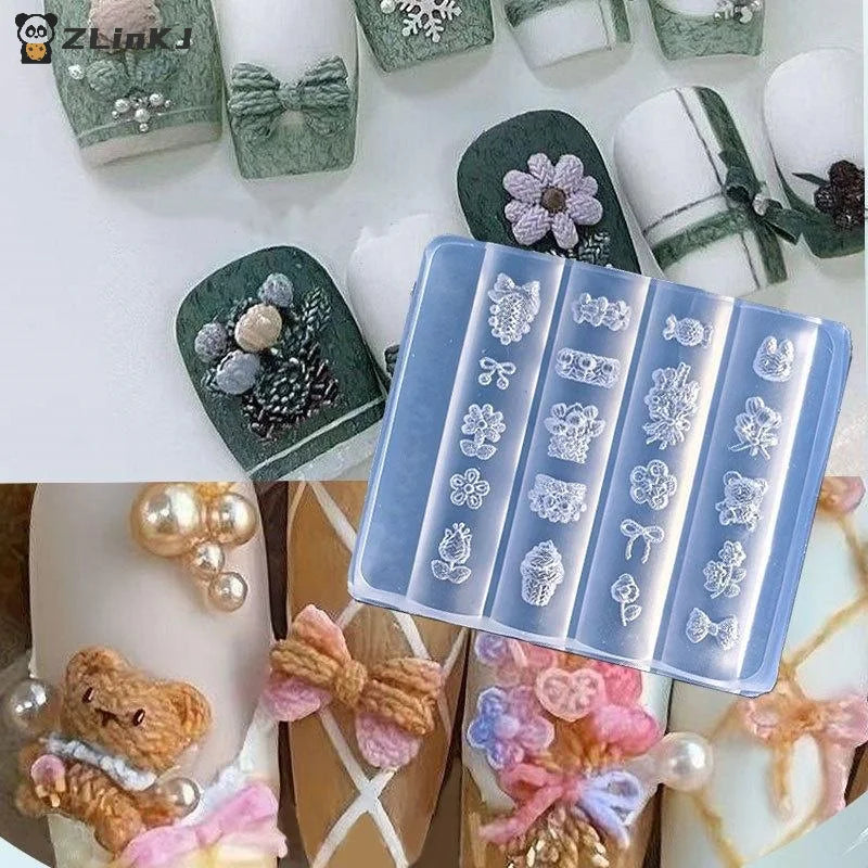 ▶3D Fruit Silicone Nail Mold Sweet Flower Petals Fairy Nails Templates DIY Nail Art Decor Manicure Template For Nail Charms Zpaxo