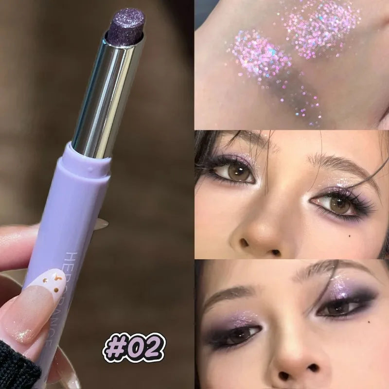 Punk Purple Glitter Eyeshadow Stick Pearlescent Highlight Shadow Stick Waterproof Lasting Shimmer Metallic Eyeshadow Makeup Zpaxo 02