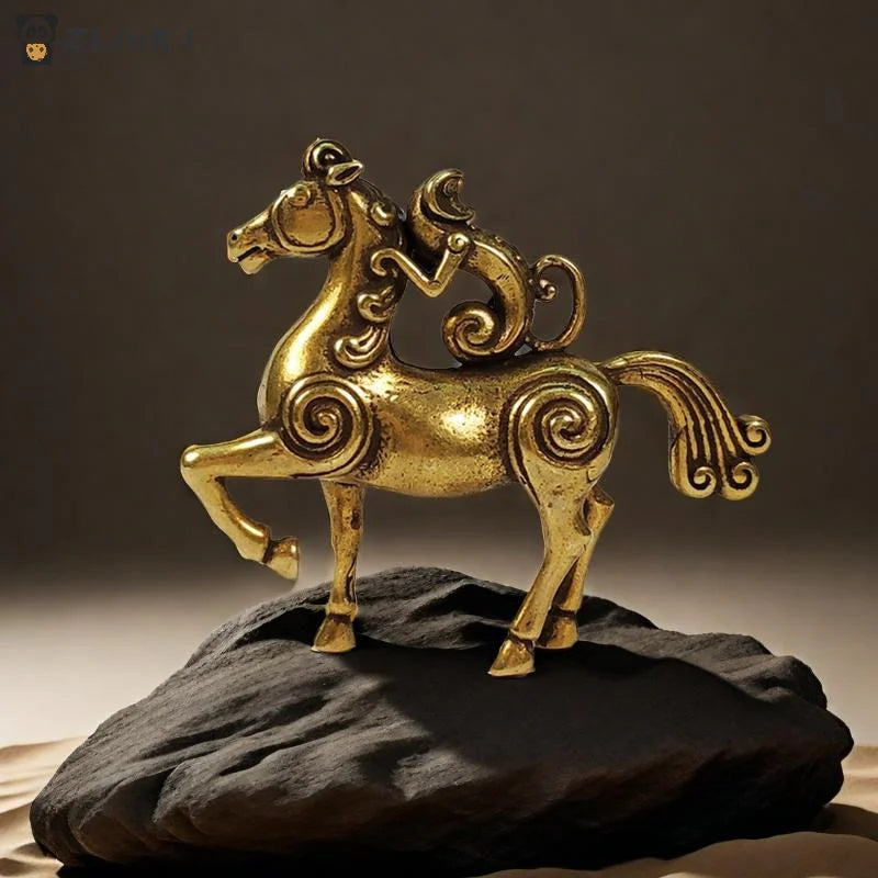 ▶1Pcs Horse Figurines 2026 Year Of Horse Brass Feng Shui Miniatures Bless Your Career With Success Home Office Desktop Decoratio Zpaxo