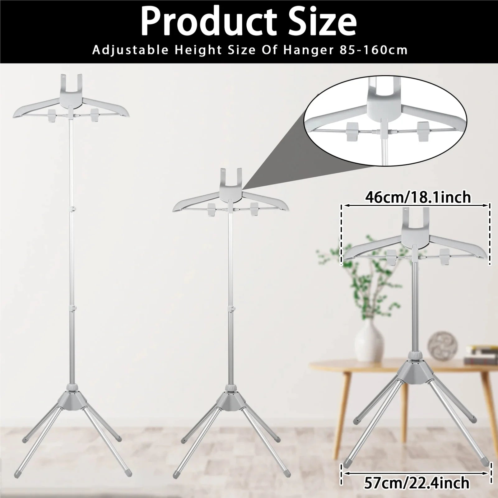 Steamer Stand Telescopic Iron Steam Clothes Hanger 85-160cm Adjustable Height Foldable for Hanging Ironing Clothes Hanger Zpaxo