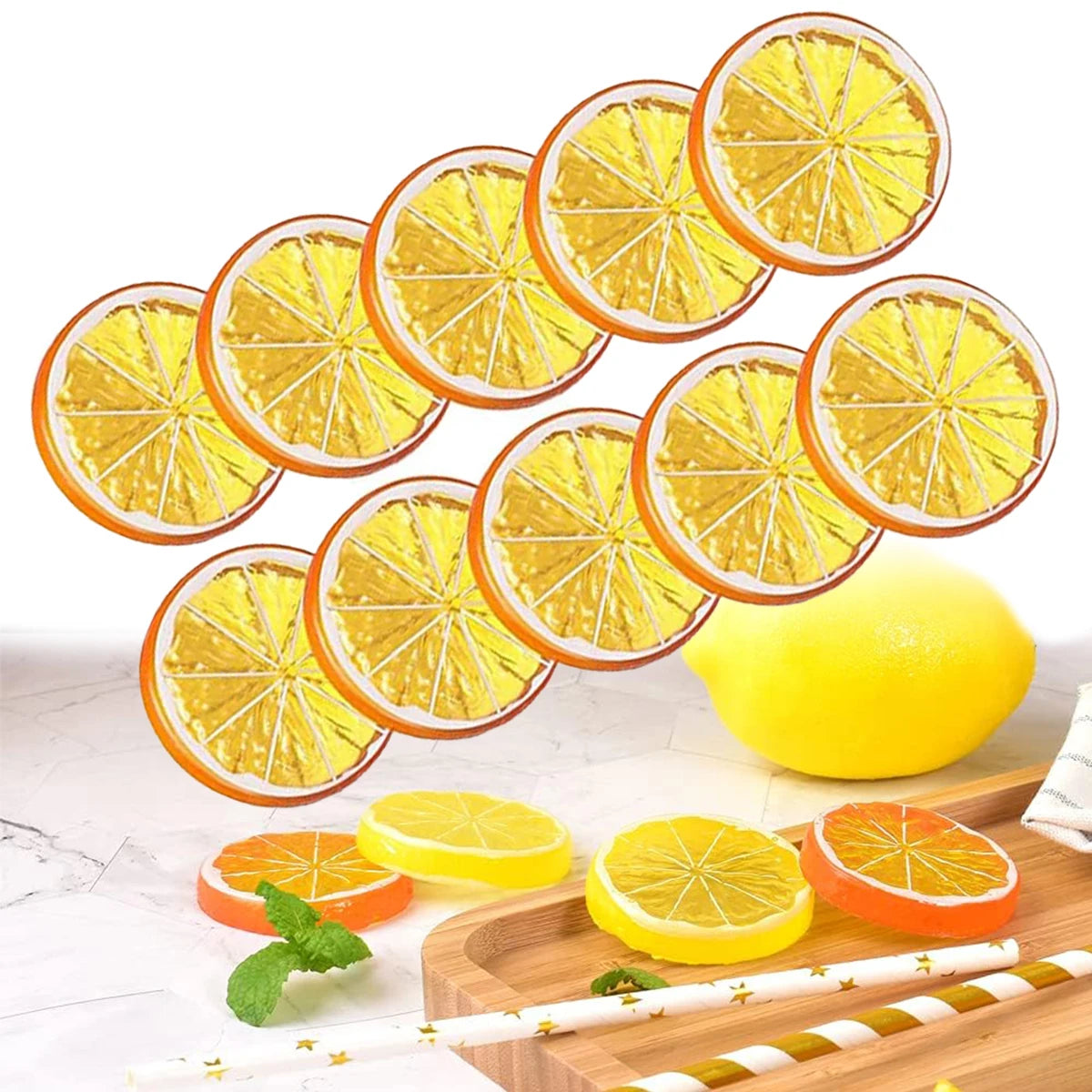 Artificial Lemon Slices – Lifelike Resin Decor Props 6/12 PCS