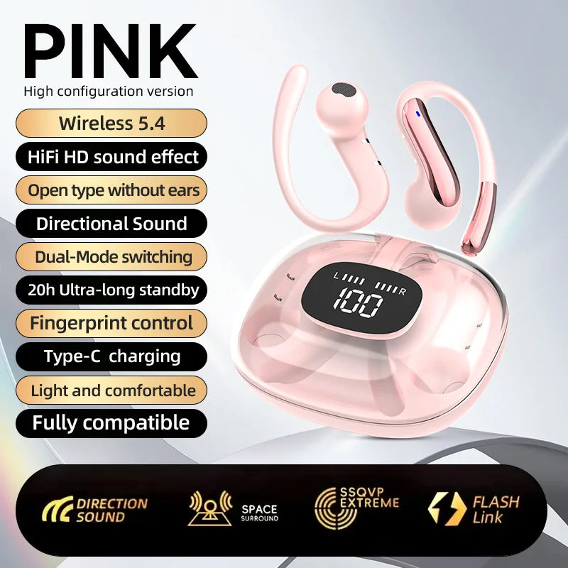 Open Bluetooth Earphones Ear Earbuds 12 Hour Playback Support Zpaxo Pink China Mainland