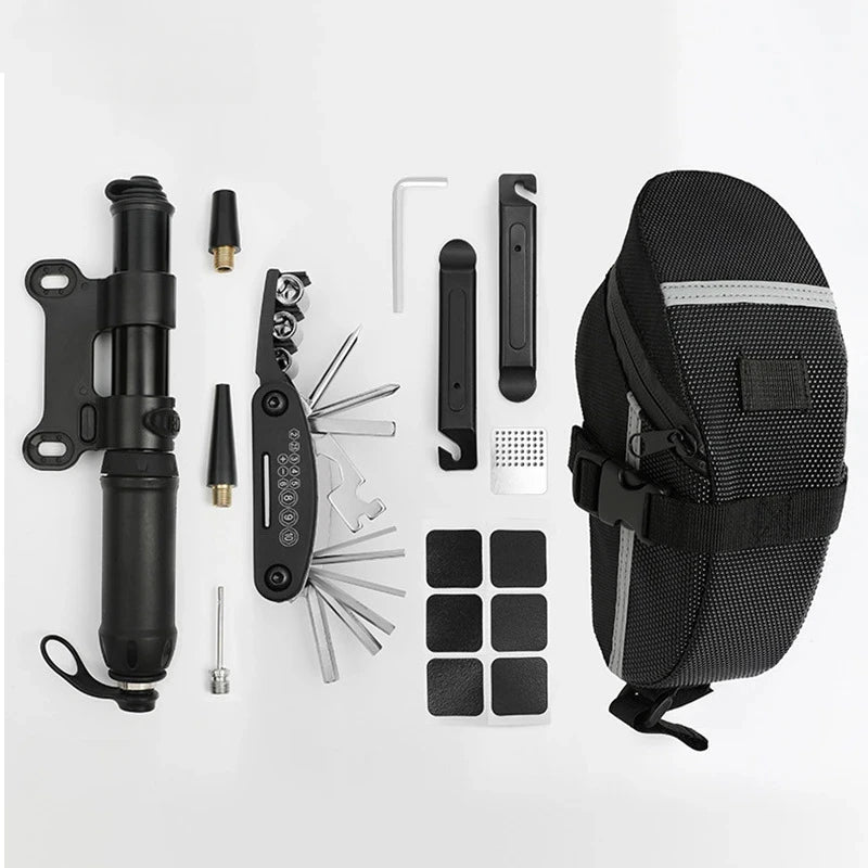 Portable Bicycle Repair Tools Kit Bike Repair Tools Kit Pump Saddle Bag Tire Patch Multi-functional Wrench Tool Set Accessories Zpaxo Tool Set 5