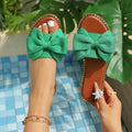 Summer Women Slippers with Bow-knot Bohemian Sandals Open Toe Flat Slippers Lightweight Casual Summer Shoes Outdoor Slides Women Zpaxo green 38