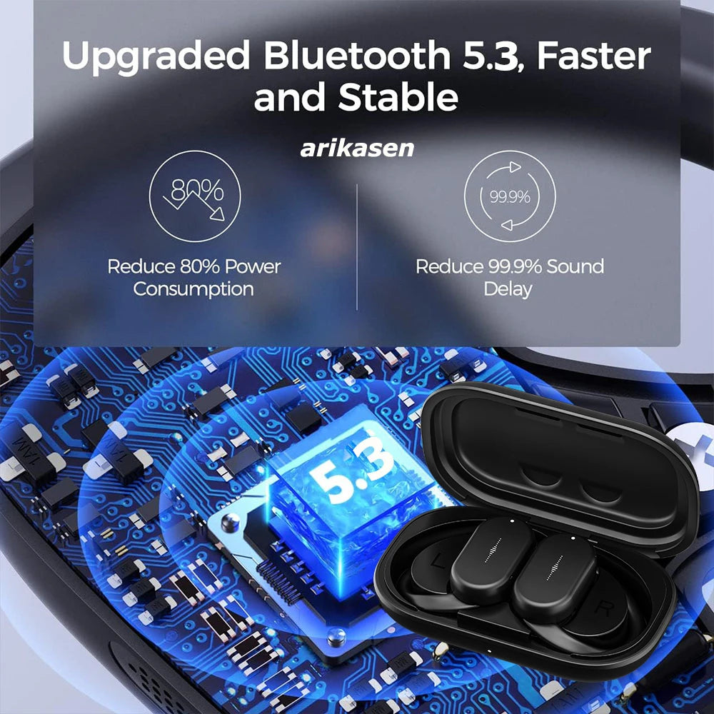 Wireless Headphones TWS Open Ear Rotatable Earhooks Bluetooth 5 3