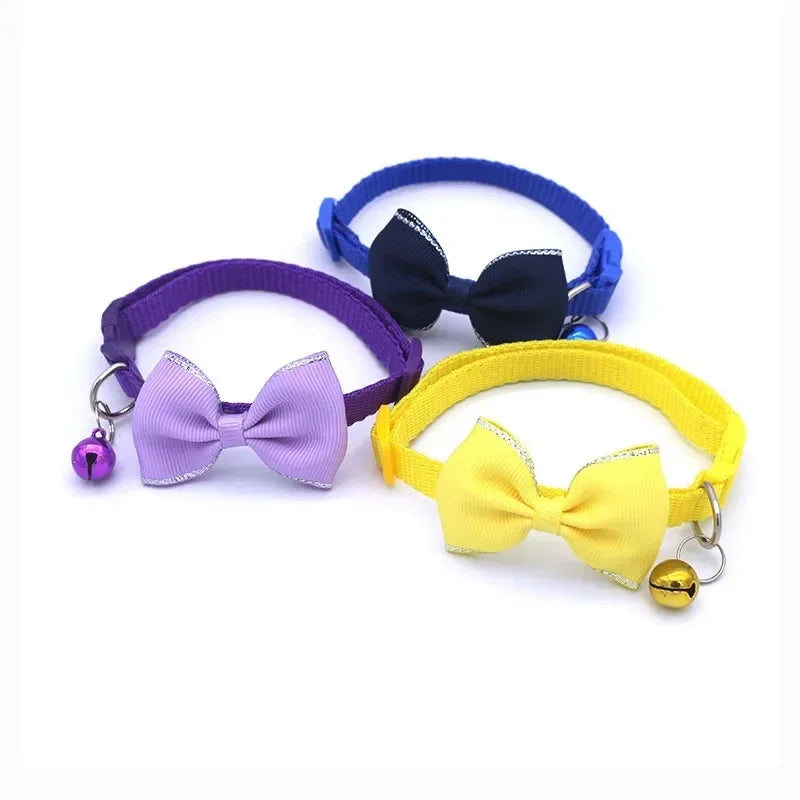 Cute Cat Bow Bell Collar – Adjustable Multicolor Pet Collar
