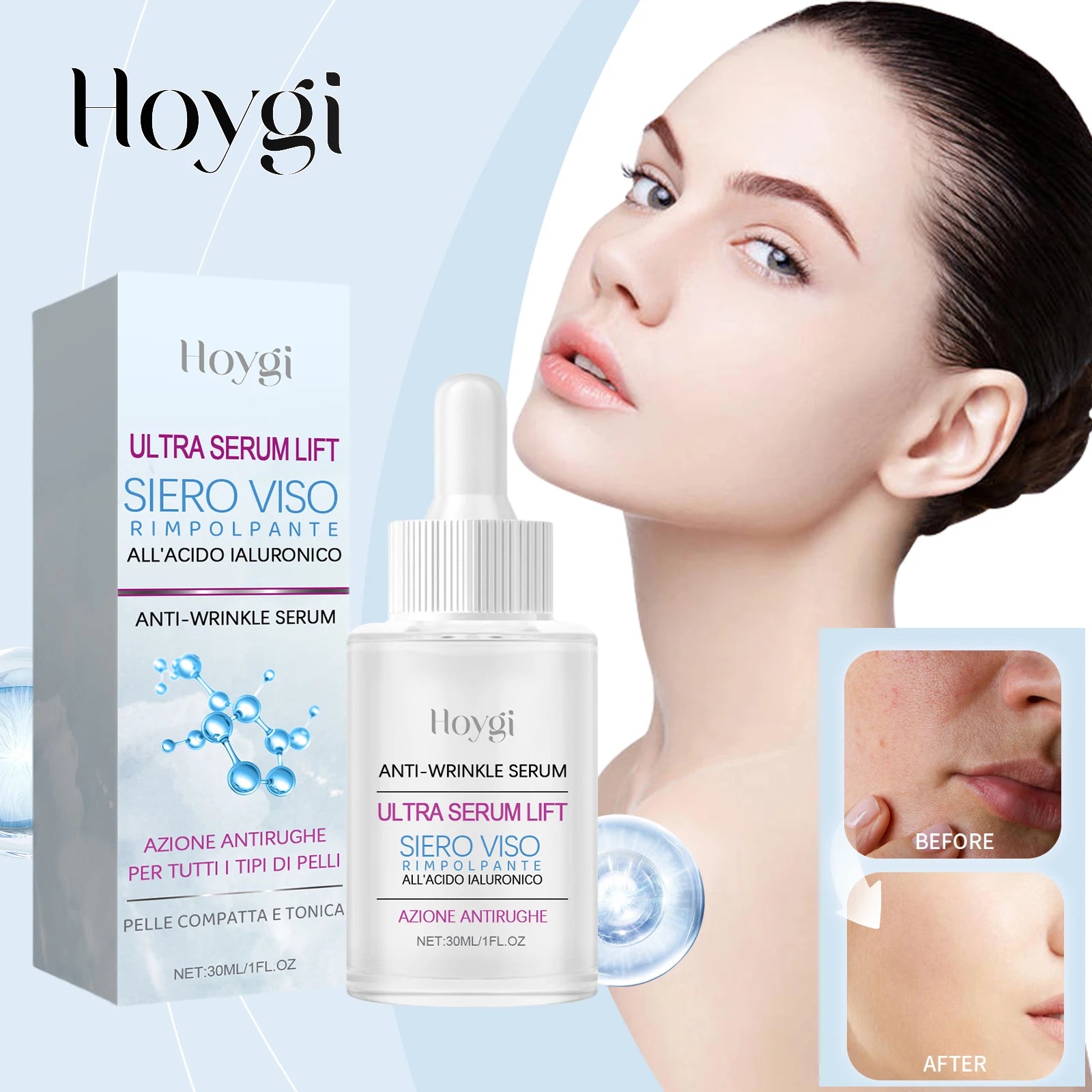 Hoygi 30ml Hyaluronic Plumping Serum Intense Hydration and Skin Firming Glycerin Moisture Lock Fragrance Free For All Skin Types Zpaxo