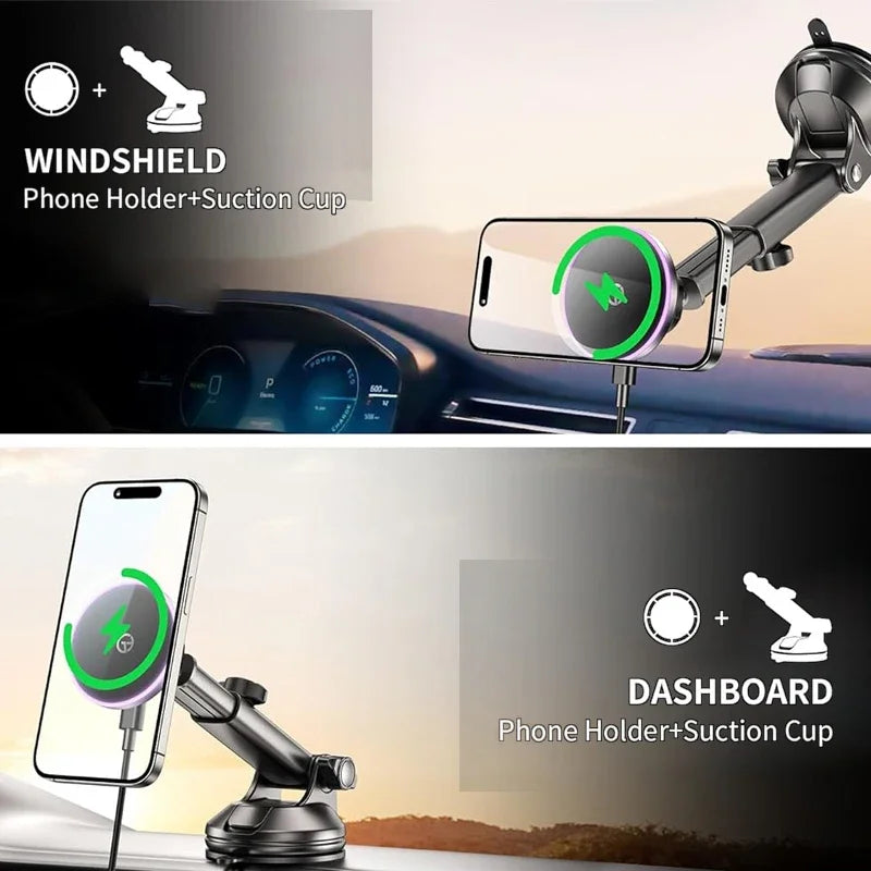 UYUXIO Wireless Car Charger Dash Windshield Strong Magnetic Mount