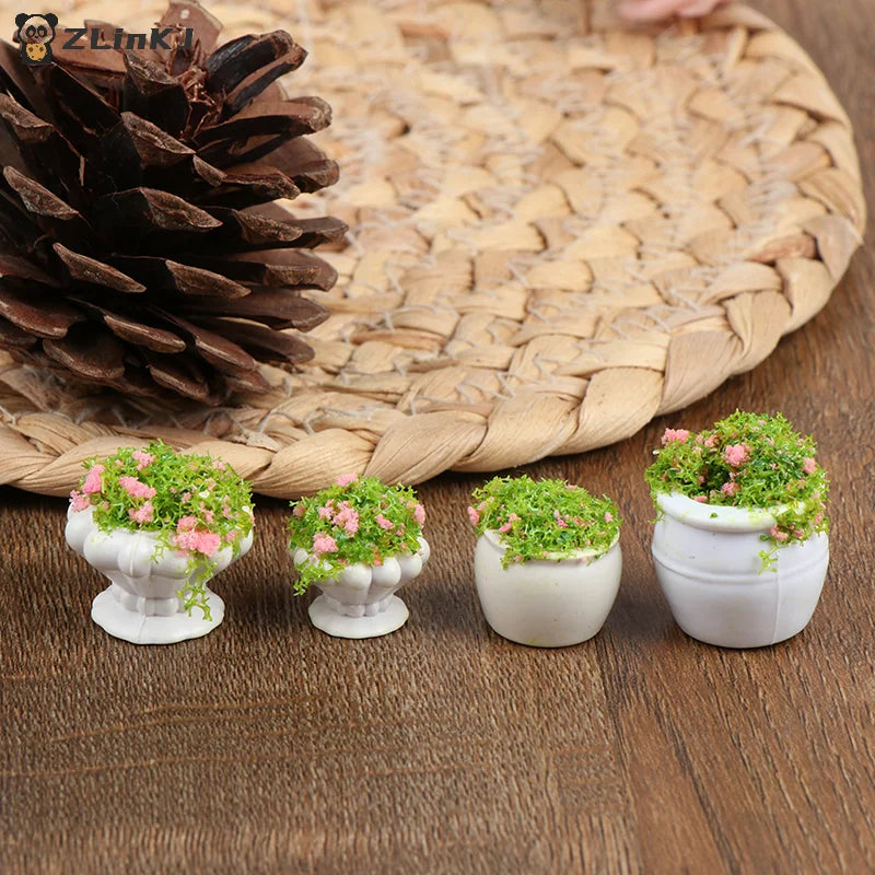 ▶2Pcs 1:12 Dollhouse Mini Green Plant Bonsai Flower Pots Furniture Accessories Zpaxo