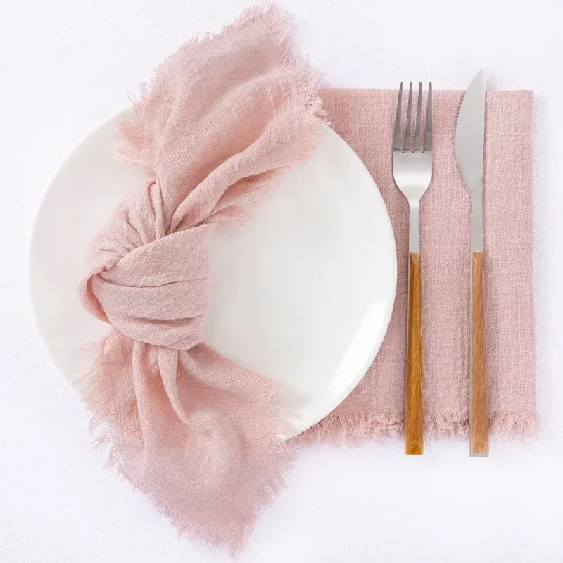 Napkins Linen Pink Cloth Dinner 30x30cm Cotton Parties Weddings