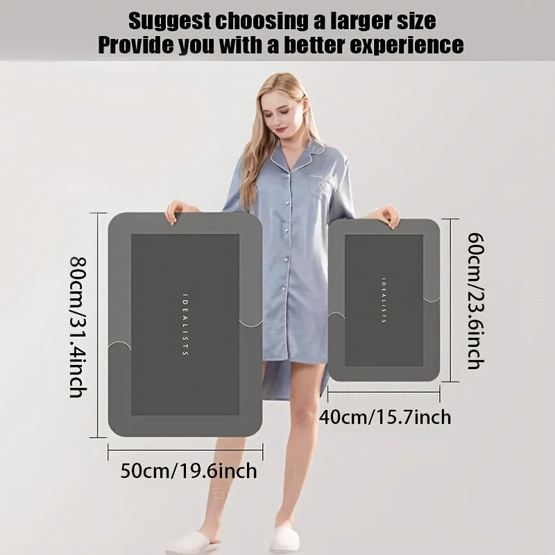 Highly Absorbent Non Slip Bathroom Mat Quick Drying Diatomaceous Zpaxo