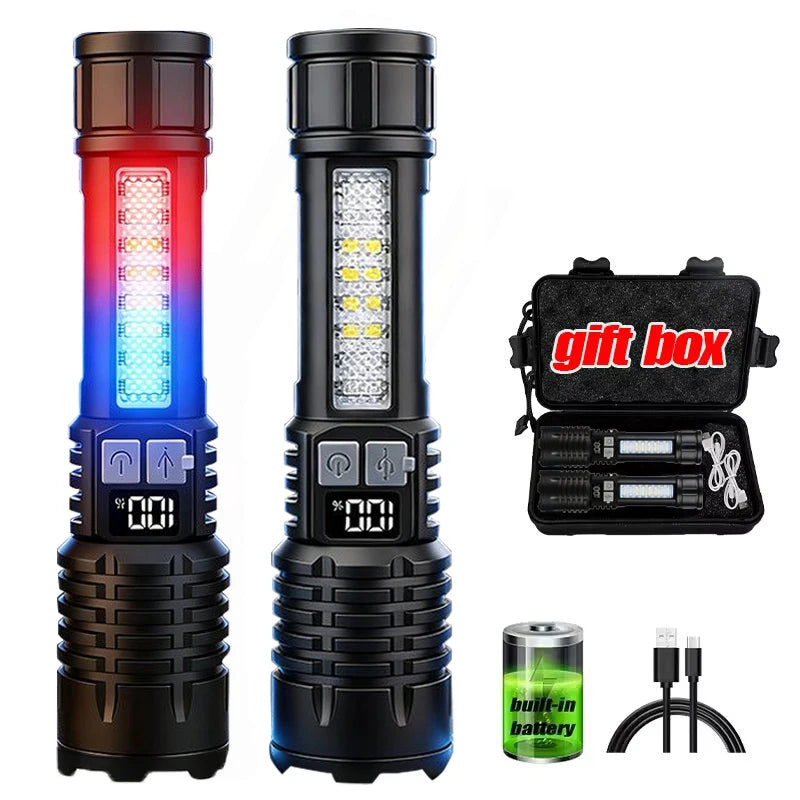 Mikenoon Rechargeable LED Flashlight – COB Side Light & Zoom LED Flashlight Torch Zpaxo