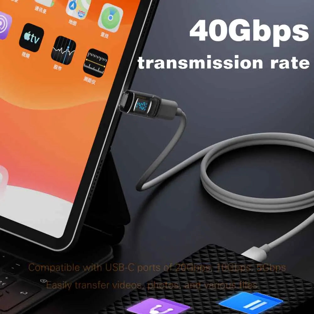 90° USB-C Adapter – 40Gbps, PD 140W, 8K 60Hz, Thunderbolt 4 USB-C Adapter Zpaxo