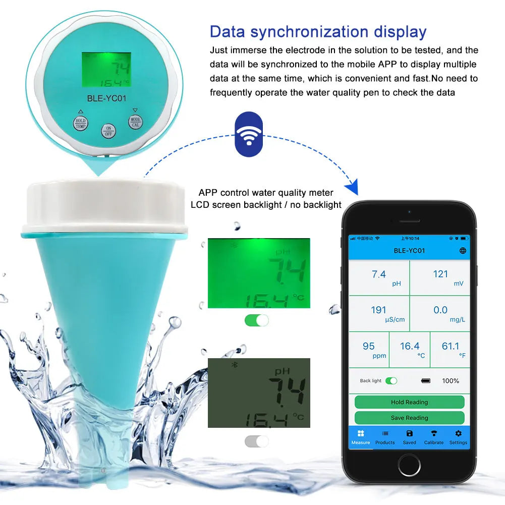 1 Smart Floating Swimming Pool Water Analyzer APP Online Monitor Test
