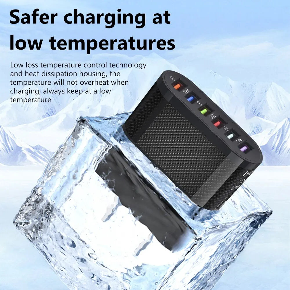 65W 6 Ports USB Charger Fast Charging Quick Charge 3.0 Travel Charger For iPhone Samsung Xiaomi Mobile Phone Adapter EU/US Plug Zpaxo