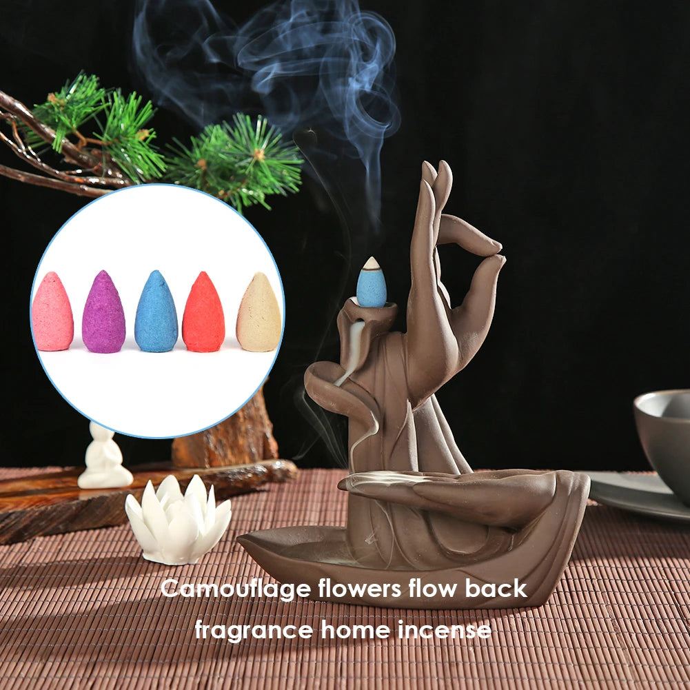 Natural Incense Mixed Waterfall Smoke Backflow Cone Burner Fragrant