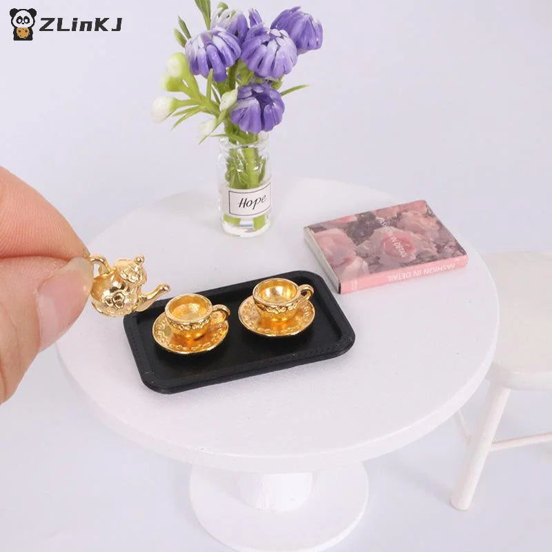 ▶4Pcs Dollhouse Handmade Miniature Tea Cup Model Simulation Micro Tea Pot Scene Ornaments DIY Decorative Accessories Zpaxo