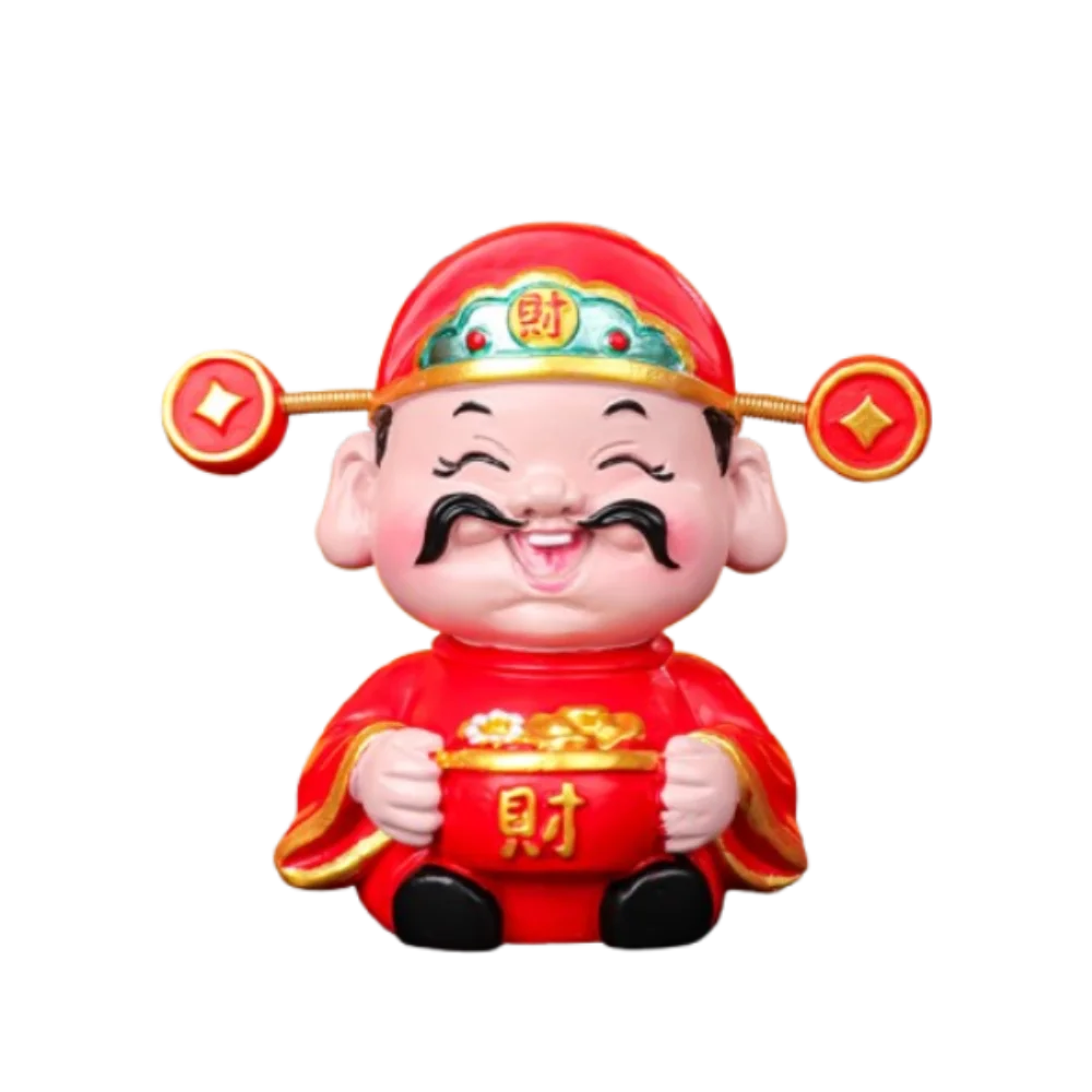 Cartoon Chinese God of Wealth Figurine Resin Mini God of Fortune Figurine Blessing Lucky New Year Statue Home Office Accessories Zpaxo Style 4