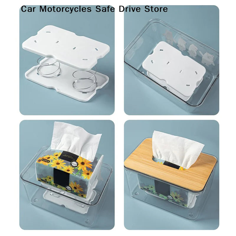 CMCreative Automatic Lift Spring Holder Tissue Box Loaded Bracket Car